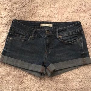 Bullhead dark denim blue jean shorts teens adults